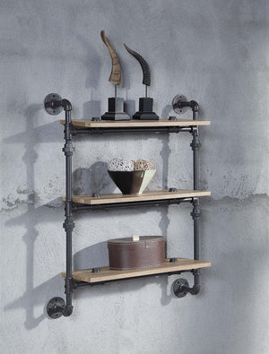 Add a touch of farmhouse industrial with the Brantley pipe wall shelf. Ideal for any room in the home. Great for exhibiting wall decor and as a stylish storage display. Providing spacious storage and decor to keep your home or office clean while adding an
