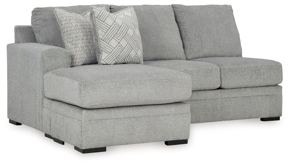 This left-arm facing sofa chaise is made with polyester upholstery. Pairs with other items in the series to make a sectional.<br><br><b>Additional Dimensions</b><br><ul><li>Arm height: 28-"</li><li>Seat depth: 45-"</li><li>Seat height: 22-"</li><li>Top of