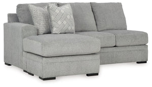 This left-arm facing sofa chaise is made with polyester upholstery. Pairs with other items in the series to make a sectional.<br><br><b>Additional Dimensions</b><br><ul><li>Arm height: 28-"</li><li>Seat depth: 45-"</li><li>Seat height: 22-"</li><li>Top of