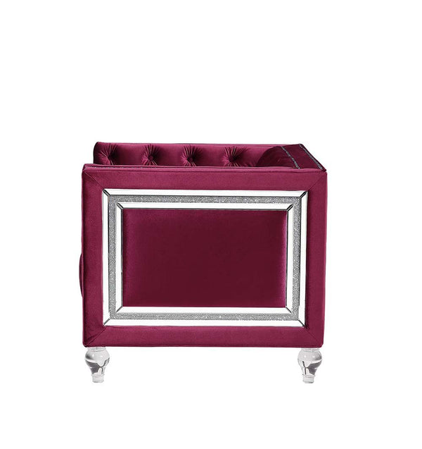 Heibero - Loveseat - Burgundy Velvet