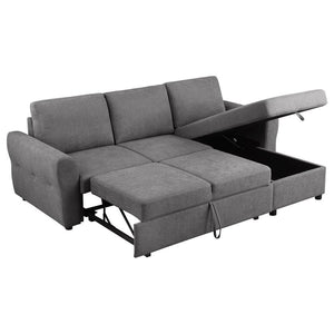 Samantha - Upholstered Storage Sleeper Sectional Sofa - Gray
