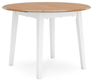 Complement your homeâ€™s simply relaxed sensibility with this drop-leaf dining table. A crisp white hue offers a chic contrast to the natural wood tone, for a neutral look that vibes with a variety of aesthetics. When guests drop by, convert it from a spa