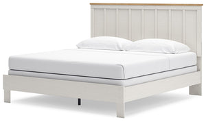 Linnocreek - White / Warm Brown - King Panel Bed