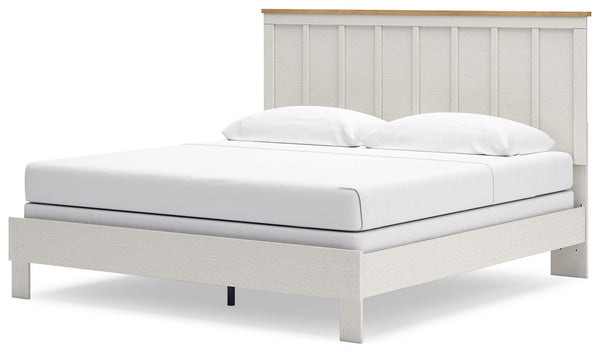 Linnocreek - White / Warm Brown - King Panel Bed