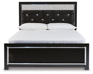 Kaydell - Black - Queen Upholstered Glitter Panel Bed