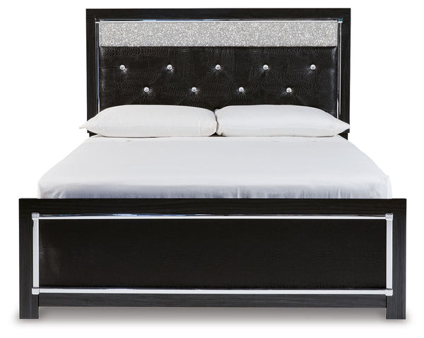 Kaydell - Black - Queen Upholstered Glitter Panel Bed