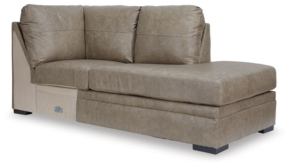 This right-arm facing corner chaise is made with a combination of 100% top grain leather and faux leather upholstery. Pairs with other items in the series to make a sectional<br><br><b>Additional Dimensions</b><br><ul><li>Arm height: 40-"</li><li>Seat dep