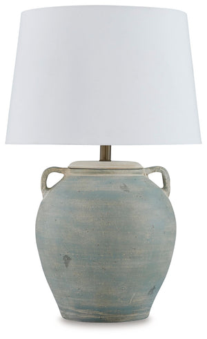 If casual and cool is your style, this is the table lamp youâ€™ve been looking for. A soothing antiqued green finish on the terra cotta base creates a relaxed charm that seamlessly blends with other decor in your entertainment space, home office or restfu