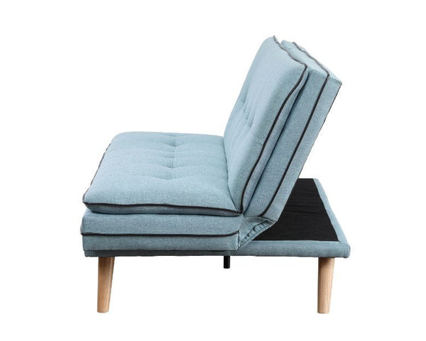 Savilla - Futon - Blue Linen & Oak Finish