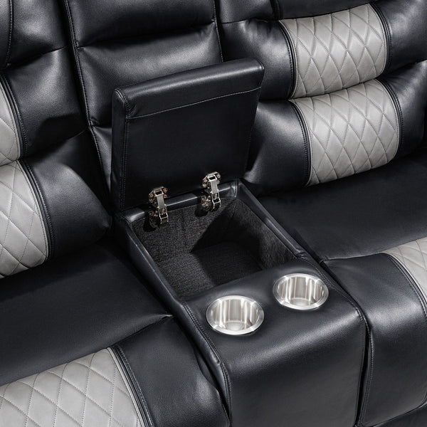 Nikko - Console Loveseat With Power Footrest - Black / Gray