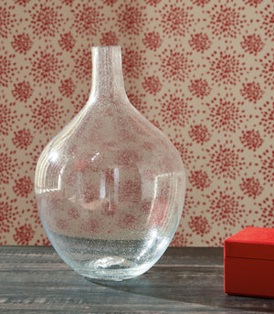  mantel or tabletop with casual charm. Crafted from clear seeded glass