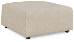 Contemporary fashion, meet superior form. This ottoman is strikingly streamlined in design, with its fresh linen-look upholstery speaking to tried-and-true modern color palettes. Kick back, relax and settle into the calm of your curated space.<br><br><b>A