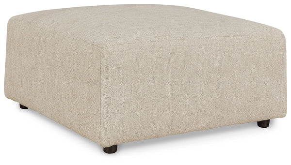Contemporary fashion, meet superior form. This ottoman is strikingly streamlined in design, with its fresh linen-look upholstery speaking to tried-and-true modern color palettes. Kick back, relax and settle into the calm of your curated space.<br><br><b>A