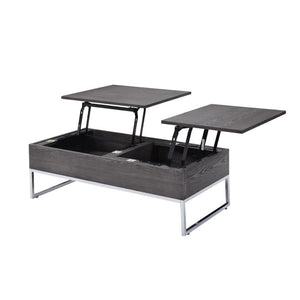  this rectangular occasional table features a rich gray oak finish and a sturdy