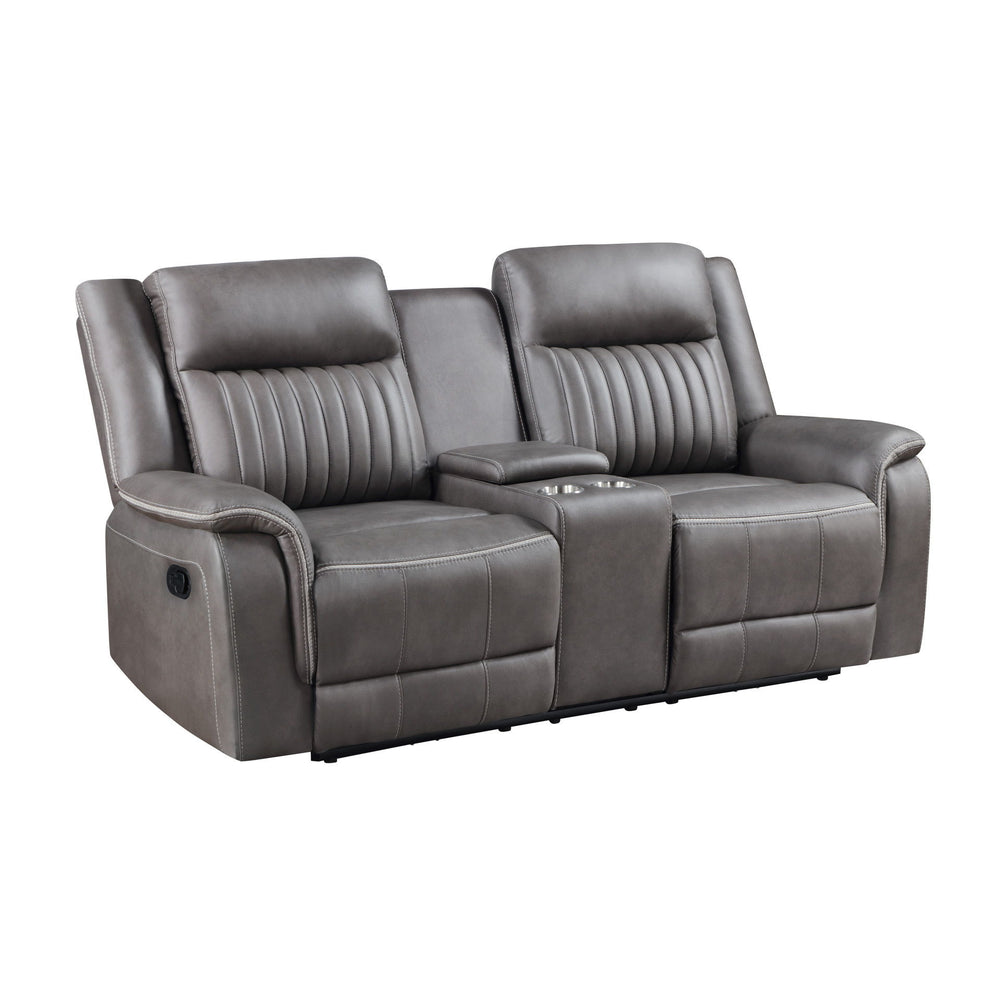 Introducing the Enzo Console Loveseat, a marvel of comfort and functionality for your living room. Crafted with hardwood and manufactured wood frames, coil spring cushions wrapped in resilient foam and polyester, and no sag seat suspension, this loveseat 