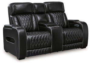 Boyington - Black - Power Reclining Loveseat with Console/ Adj Headrest