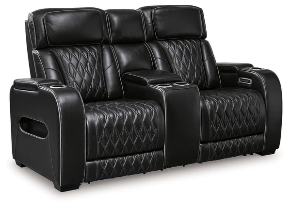 Boyington - Black - Power Reclining Loveseat with Console/ Adj Headrest