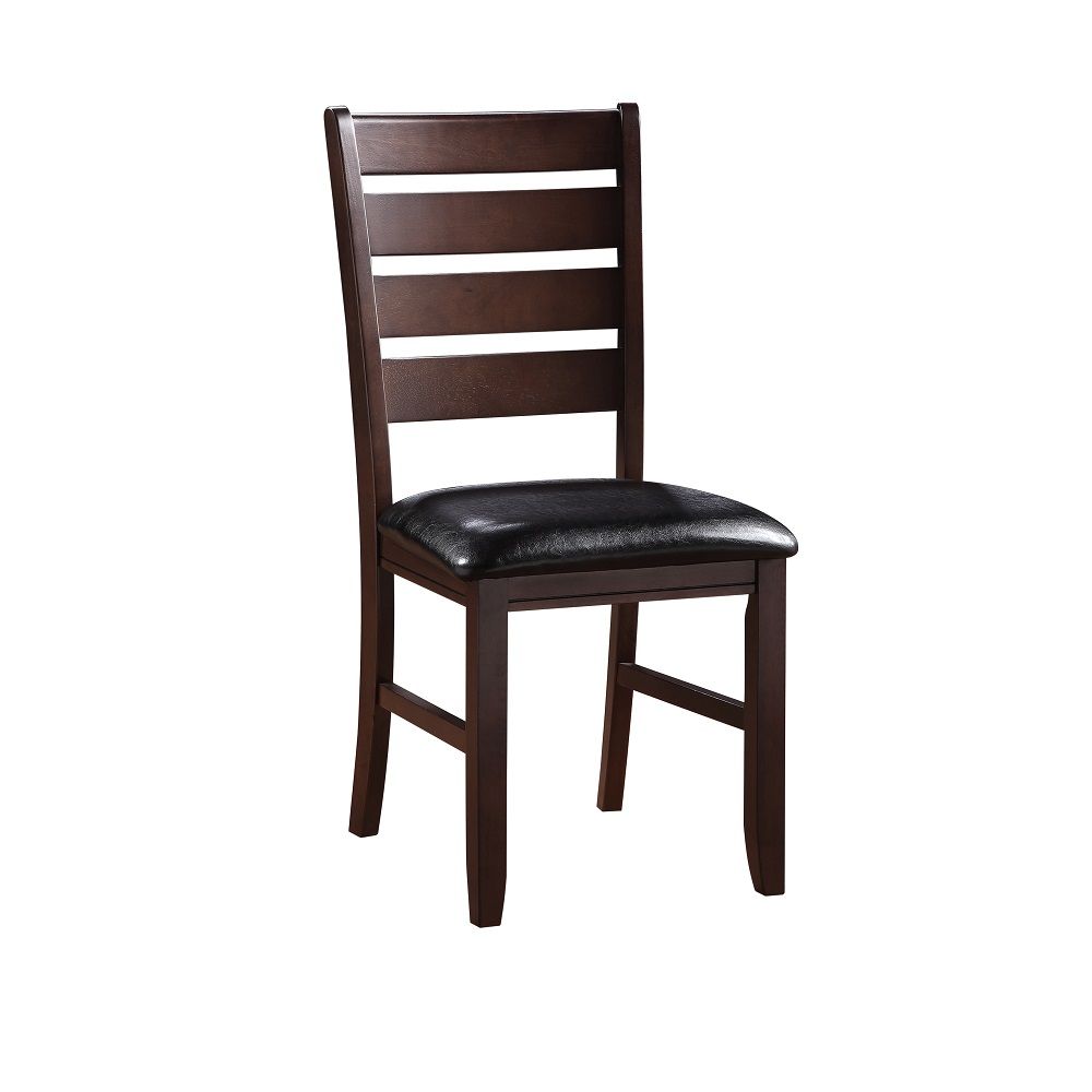The Urbana Side Chair will complete a contemporary dining set or add a modern touch to a more traditional table. The durable wood construction features a slat-back design and a your choice of rich finish. The finish options complement the black seat uphol