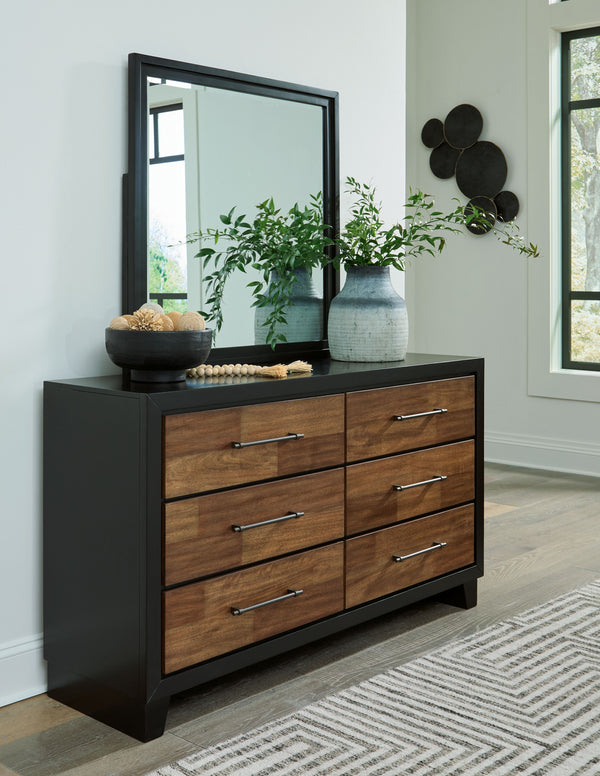  an effortless blend of casual and refined aesthetics. Its two-tone finish combines satin black with a rich brown wood tone for a modern