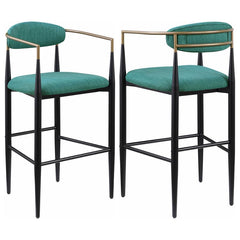 Take your kitchen or dining room decor to stylish new heights with the mid-century flair of a set of two modern barstools. Each offers an airy, open silhouette with its pairing of a plush seat and slender backrest, both with foam cushioning and stylish up