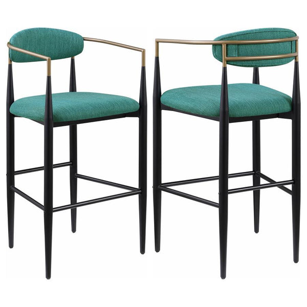 Take your kitchen or dining room decor to stylish new heights with the mid-century flair of a set of two modern barstools. Each offers an airy, open silhouette with its pairing of a plush seat and slender backrest, both with foam cushioning and stylish up