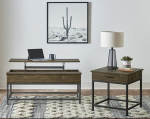 Byers - 2 Piece Lift Top Coffee And End Table Set - Brown Oak