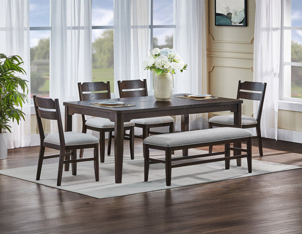 Elevate your dining experience with this elegantly crafted ensemble that seamlessly blends modern sophistication with timeless charm. Designed to bring warmth and style to any dining space, this set features a rich, dark wood finish that exudes durability