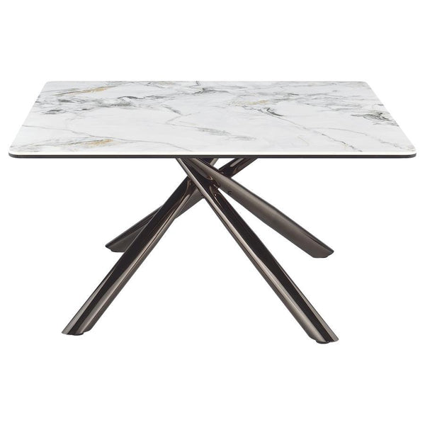 Carvell - Square Sintered Stone Top Coffee Table - Mirage White