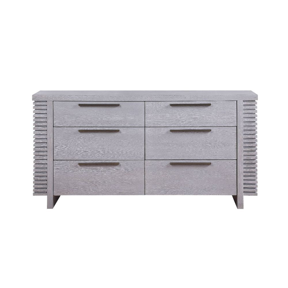 6 Drw (Removable Jewelry Tray) â€¢ Case-Sled â€¢ Wooden Frame with Grooved Side Panels â€¢ Wooden Sled Base â€¢ Shape: Rectangular<br/><br/><b>Product Features</b><ul><li>Case: 1Pc/1Ctn</li><li>Finish: White Oak</li><li>Style: Coastal</li><li>Materials: W