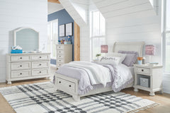 Elegant, timeless furnishings take your bedroom to the next level. Nothing does that better than this bedroom group. The antiqued white finish with a wonderful grain texture oozes sophistication, while drawers with dark bronze-tone knobs add a sophisticat