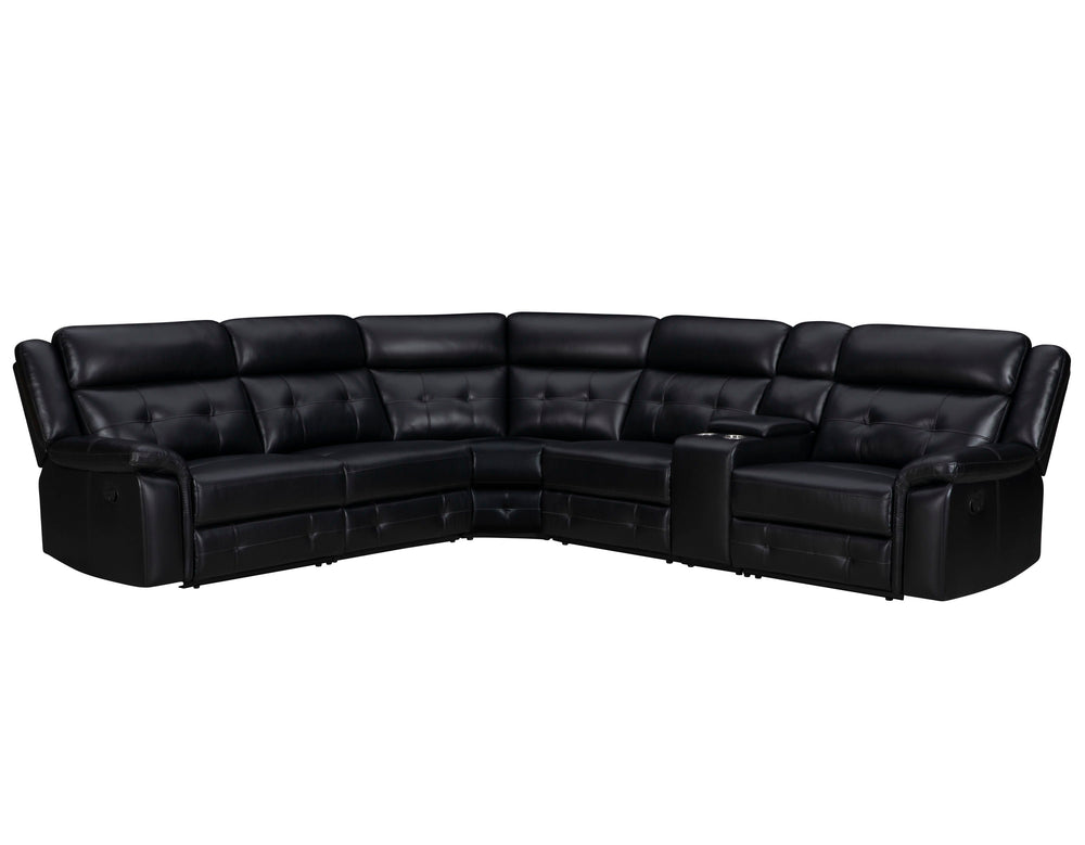 Meet Clayton, the ideal sectional that perfectly combines comfort and practicality. This sectional is perfect for any evening with its manual recline feature and a convenient console equipped with cupholders. The inherently cleanable faux leather makes ma