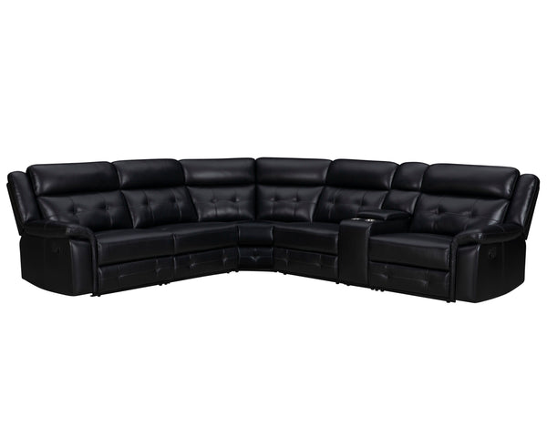 Meet Clayton, the ideal sectional that perfectly combines comfort and practicality. This sectional is perfect for any evening with its manual recline feature and a convenient console equipped with cupholders. The inherently cleanable faux leather makes ma