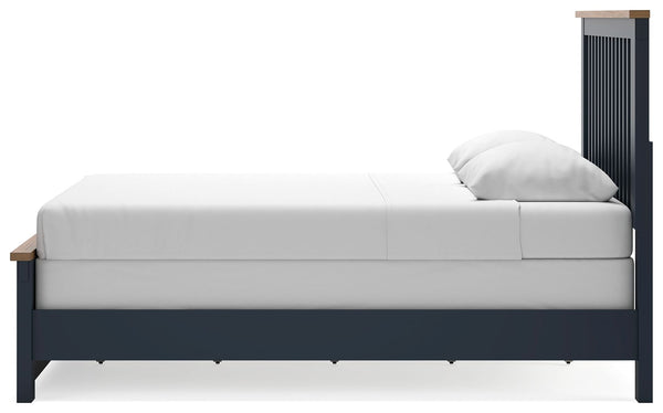 Landocken - Brown / Blue - Queen Panel Bed