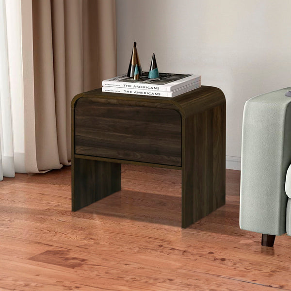 Mara - One Drawer End Table / Bedside Table - Walnut