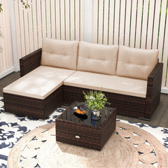 Made of premium hand-woven rattan for long-lasting elegance<br>Soft seat and back cushions make you more comfortable<br>Comfortable armrests for better relaxation<br>Zipped design makes the seat cushion cover easy to maintain<br>Coffee table with tempered