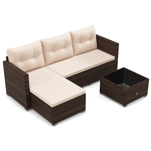Made of premium hand-woven rattan for long-lasting elegance<br>Soft seat and back cushions make you more comfortable<br>Comfortable armrests for better relaxation<br>Zipped design makes the seat cushion cover easy to maintain<br>Coffee table with tempered