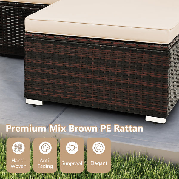 Made of premium hand-woven rattan for long-lasting elegance<br>Soft seat and back cushions make you more comfortable<br>Comfortable armrests for better relaxation<br>Zipped design makes the seat cushion cover easy to maintain<br>Coffee table with tempered