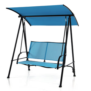 Premium fabric seat sits up to 2 persons and holds up to 600 lbs/270 kg<br>Flexibly adjustable canopy for enjoyment of coolness<br>Rustproof metal frame ensures overall steadiness<br>Curved armrests and high back for additional comfort<br>Triangular struc