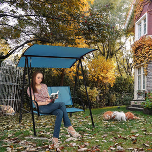Premium fabric seat sits up to 2 persons and holds up to 600 lbs/270 kg<br>Flexibly adjustable canopy for enjoyment of coolness<br>Rustproof metal frame ensures overall steadiness<br>Curved armrests and high back for additional comfort<br>Triangular struc