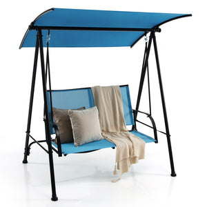 Premium fabric seat sits up to 2 persons and holds up to 600 lbs/270 kg<br>Flexibly adjustable canopy for enjoyment of coolness<br>Rustproof metal frame ensures overall steadiness<br>Curved armrests and high back for additional comfort<br>Triangular struc