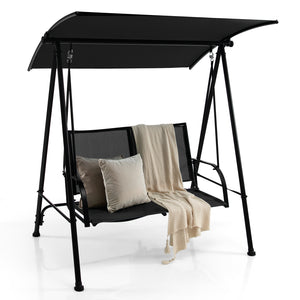 Premium fabric seat sits up to 2 persons and holds up to 600 lbs/270 kg<br>Flexibly adjustable canopy for enjoyment of coolness<br>Rustproof metal frame ensures overall steadiness<br>Curved armrests and high back for additional comfort<br>Triangular struc