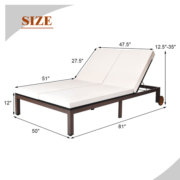 Sturdy steel construction holds up to 710 lbs for a double lounge chair<br>Ergonomic backrest with 5 back tilting positions  fits your different needs to a better enjoyment<br>2 separate adjustable backrest  not lead to conflict<br>Soft non-woven cushion 