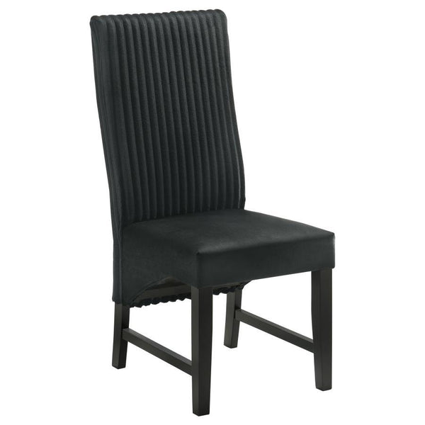  elegant look. The seat back features wide channel corduroy upholstery