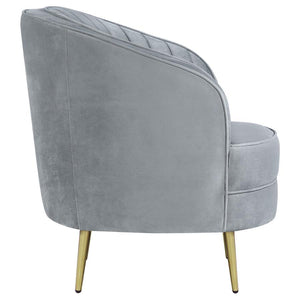 Sophia - Upholstered Channel Tufted Barrel Accent Chair - Gray