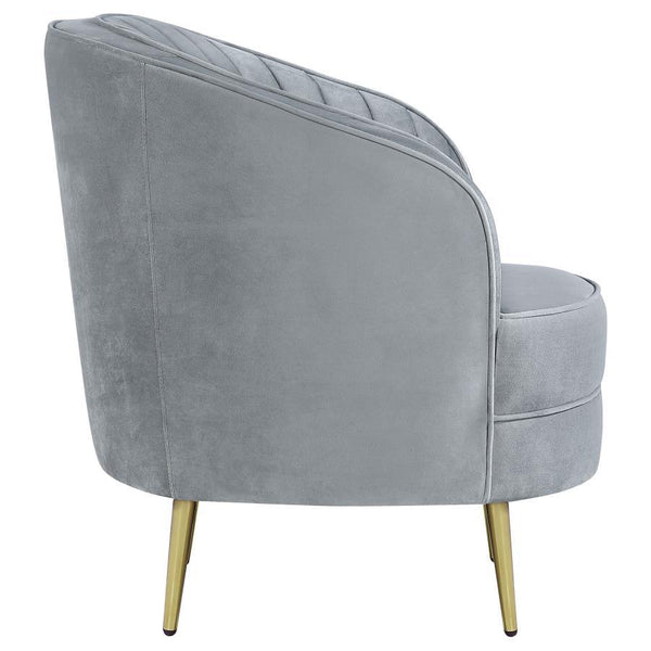 Sophia - Upholstered Channel Tufted Barrel Accent Chair - Gray