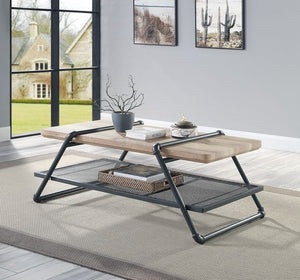 Brantley - Coffee Table - Brown, Light - 47-"<br/><br/><b>Product Features</b><ul><li>KD</li><li>Wooden TableTop & Metal Frame</li><li>Water Pipe Style</li><li>1 Tier Shelf</li><li>Case: 1Pc/1Ctn</li><li>Finish: Oak & Sandy Gray Finish</li><li>Style: Indu