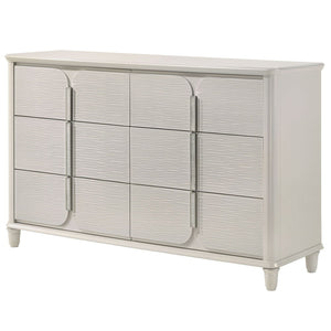Step into a realm of elegance with the Laveda bedroom set, where light gray boucle meets a pearl white finish for an exquisite blend of sophistication and serenity. The clean lines and contemporary design create a harmonious balance, perfect for modern in