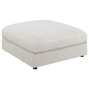 Complete your living room with this versatile ottoman, designed to blend seamlessly with modular setups or stand out on its own. Wrapped in a beige linen-blend fabric, its clean silhouette and plush top offer lasting comfort and contemporary style. Crafte