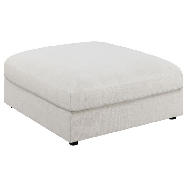 Complete your living room with this versatile ottoman, designed to blend seamlessly with modular setups or stand out on its own. Wrapped in a beige linen-blend fabric, its clean silhouette and plush top offer lasting comfort and contemporary style. Crafte