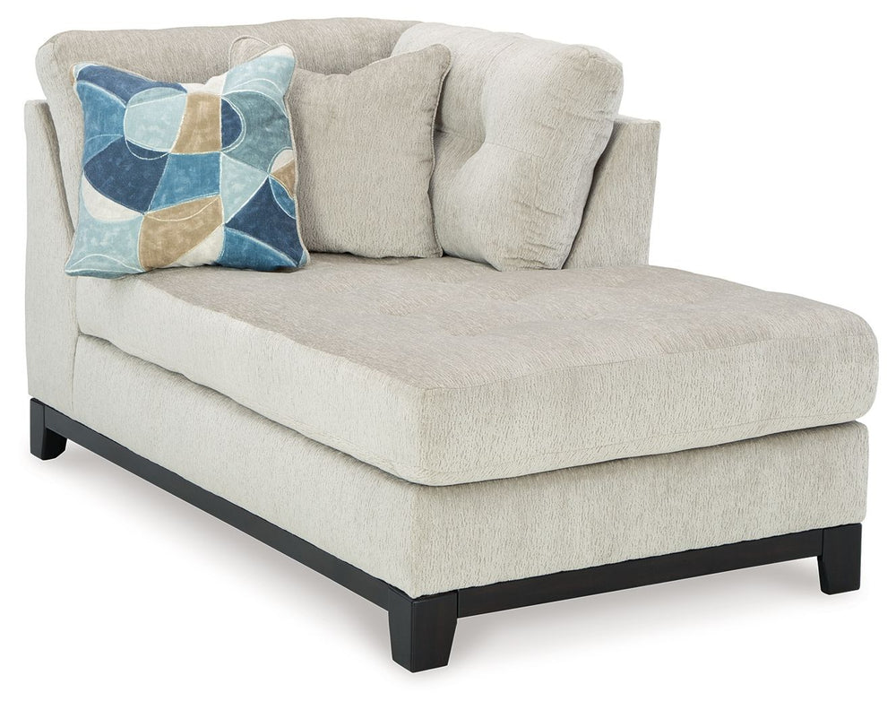 This right-arm facing corner chaise is made with polyester upholstery. Pairs with other items in the series to make a sectional.<br><br><b>Additional Dimensions</b><br><ul><li>Arm height: 37-"</li><li>Seat depth: 52-"</li><li>Seat height: 21-"</li><li>Top